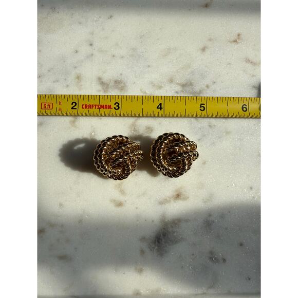 Vintage Givenchy Paris New York Gold-Tone Rope Knot Clip-On Earrings - Picture 4 of 8